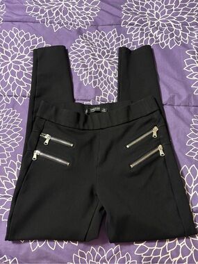 Zara zippered black leggings from the Basic Collection, size M but look smaller